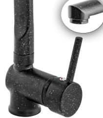 Granit Siyah Lavabo Bataryası Benekli Kuğu Lavabo Bataryası Desenli Musluk