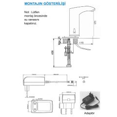 Hera Çift Su Girişli Fotoselli Lavabo Bataryası Sensörlü Lavabo Musluk