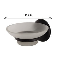 3'lü Siyah Banyo Aksesuar Seti Cam Sabunluk Cam Diş Fırçalık Cam Etajer